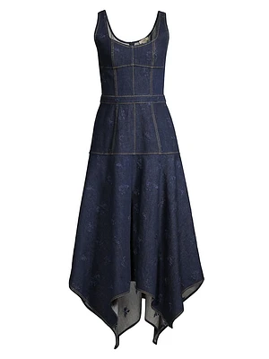 Denim Handkerchief Midi-Dress