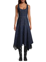 Denim Handkerchief Midi-Dress