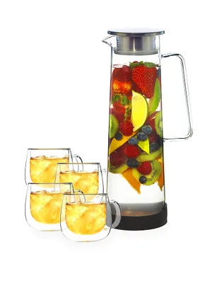 Bali Glass Infused Water Pitcher & Glassware Gift Set