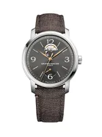 Classima 10718 Stainless Steel & Wool Strap Watch/42MM