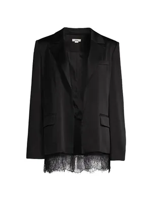 Satin Lace-Trim Blazer