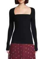 Wool Rib-Knit Fitted Top