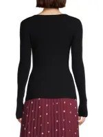 Wool Rib-Knit Fitted Top