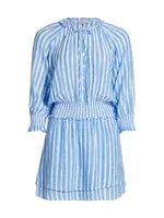 Crystal Linen-Blend Striped Minidress