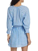 Crystal Linen-Blend Striped Minidress