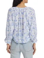 Mariah Linen-Blend Floral Blouse