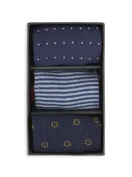 3-Pack Striped & Pin Dot Socks