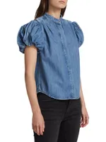 Puff-Sleeve Cotton Top