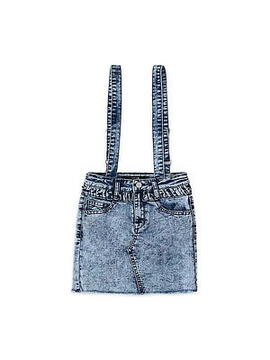 Girl's Suspenders Denim Skirt