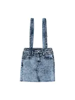 Girl's Suspenders Denim Skirt