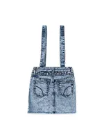 Girl's Suspenders Denim Skirt