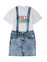 Girl's Suspenders Denim Skirt