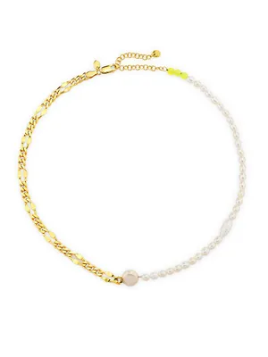 Positano 22K-Gold-Plated, Freshwater Pearl & Quartz Necklace