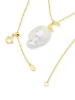 Twister 22K-Gold-Plated & Freshwater Pearl Pendant Necklace