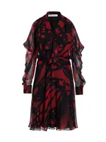 Silk Butterfly Midi-Dress