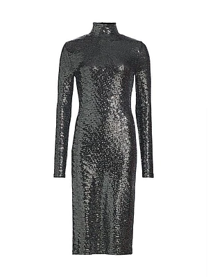 Metallic Jersey Midi-Dress