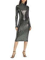 Metallic Jersey Midi-Dress