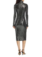 Metallic Jersey Midi-Dress