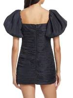 Suzette Ruched Puff-Sleeve Minidress