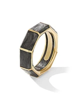 18K Gold Faceted Forged Carbon Band Ring