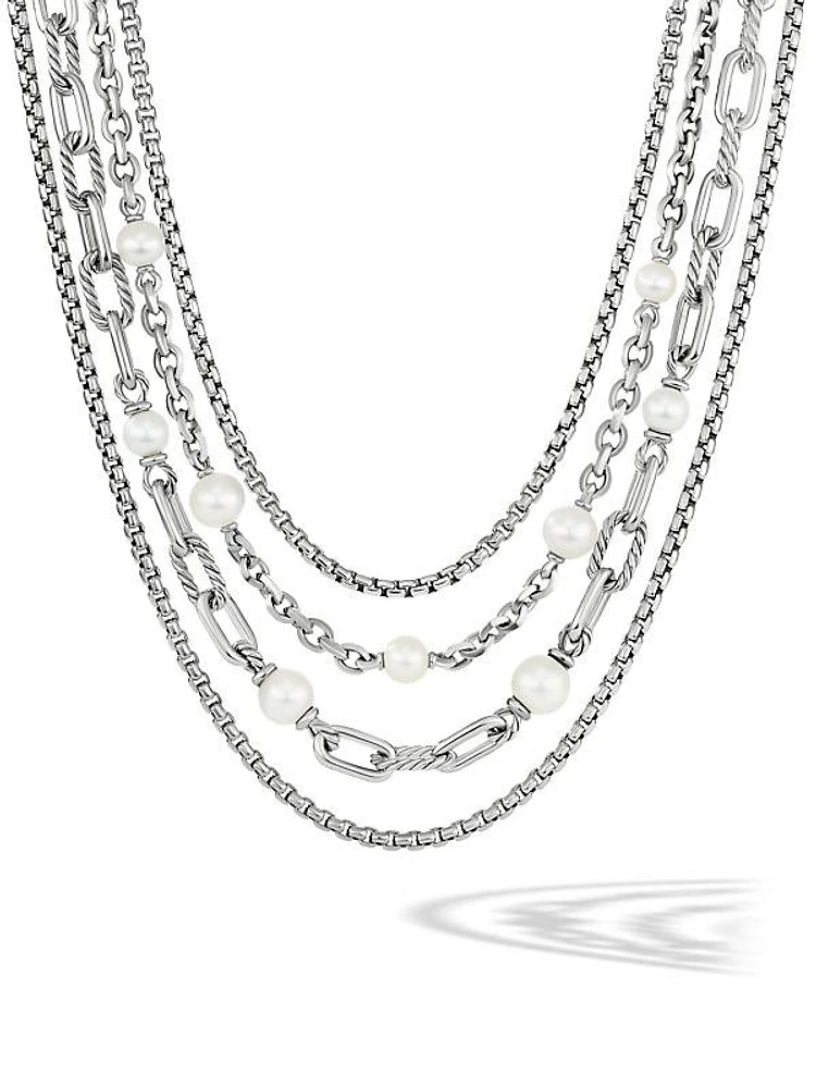 DY Madison Pearl Multi-Row Chain Necklace In Sterling Silver