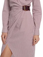 Jacinda Striped Stretch Cotton Shirtdress