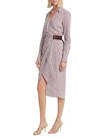 Jacinda Striped Stretch Cotton Shirtdress