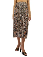 Kaliyah Snakeskin-Print Faux Leather Pencil Skirt