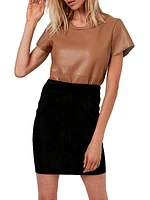 Breve Stretch Suede Skirt