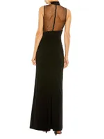 Sheer Cut-Out Jersey Gown