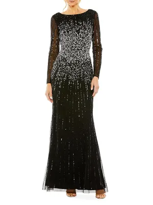 Sequined Fit & Flare Gown