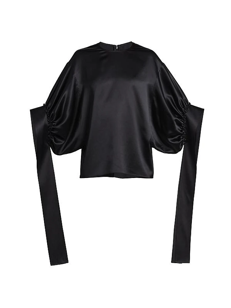 Tab-Sleeve Satin Top