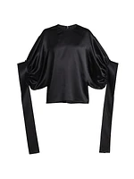 Tab-Sleeve Satin Top