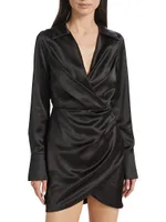 Cece Satin Wrap Minidress