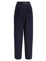 Margeaux Pinstripe Baggy Belted Pants