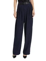 Margeaux Pinstripe Baggy Belted Pants