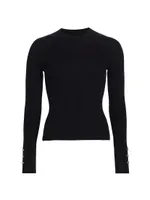 Kassandra Rib-Knit Button-Cuff Sweater