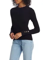 Kassandra Rib-Knit Button-Cuff Sweater