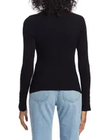 Kassandra Rib-Knit Button-Cuff Sweater