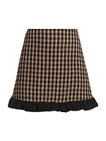 Natia Plaid Twisted Ruffle Trim Miniskirt