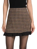 Natia Plaid Twisted Ruffle Trim Miniskirt