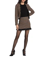 Natia Plaid Twisted Ruffle Trim Miniskirt