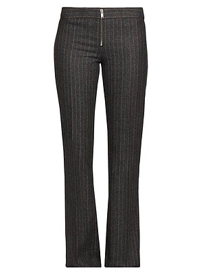 Pinstriped Zip-Front Trousers