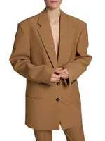 Oversized Single-Breasted Wool Blazer