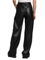Faux Leather Cargo Pants