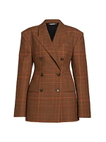Plaid Double-Breasted Wool Jacket