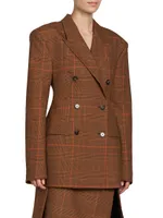 Plaid Double-Breasted Wool Jacket