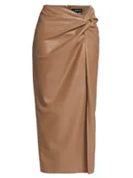 Eileen Twisted Faux Leather Midi-Skirt