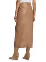 Eileen Twisted Faux Leather Midi-Skirt