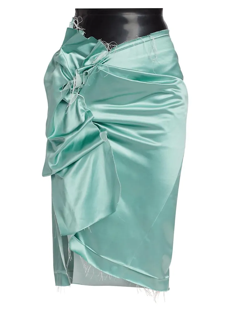 Duchesse Satin Gathered Midi-Skirt